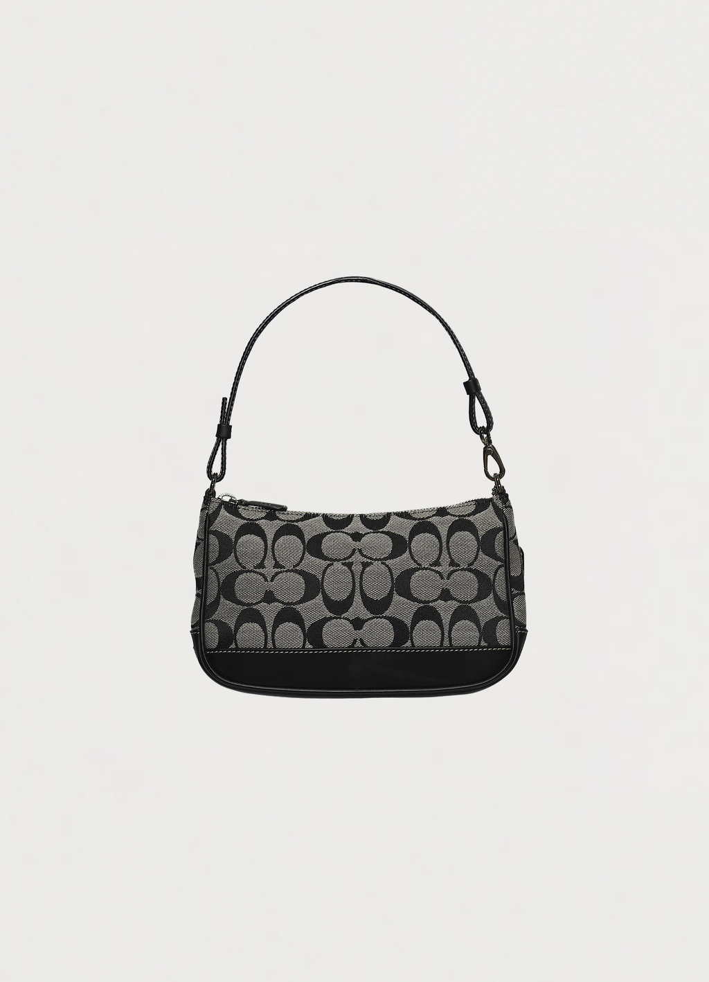 Vintage Coach Signature demi pochette bag in black and grey monogram canvas back view