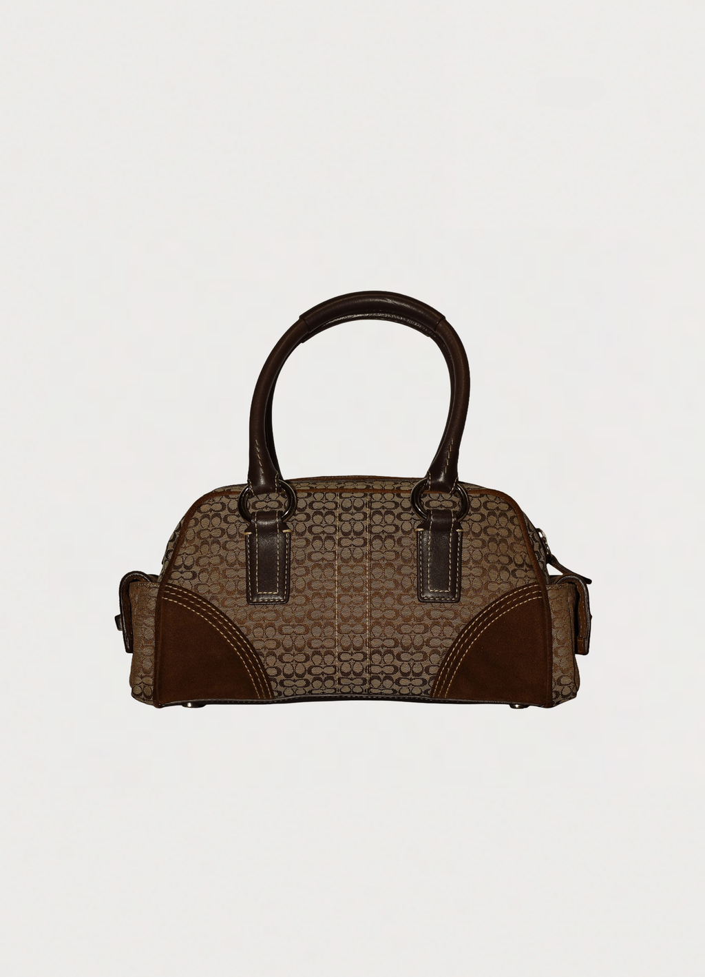 Vintage Coach Soho buckle satchel in brown signature canvas with leather trim view of back