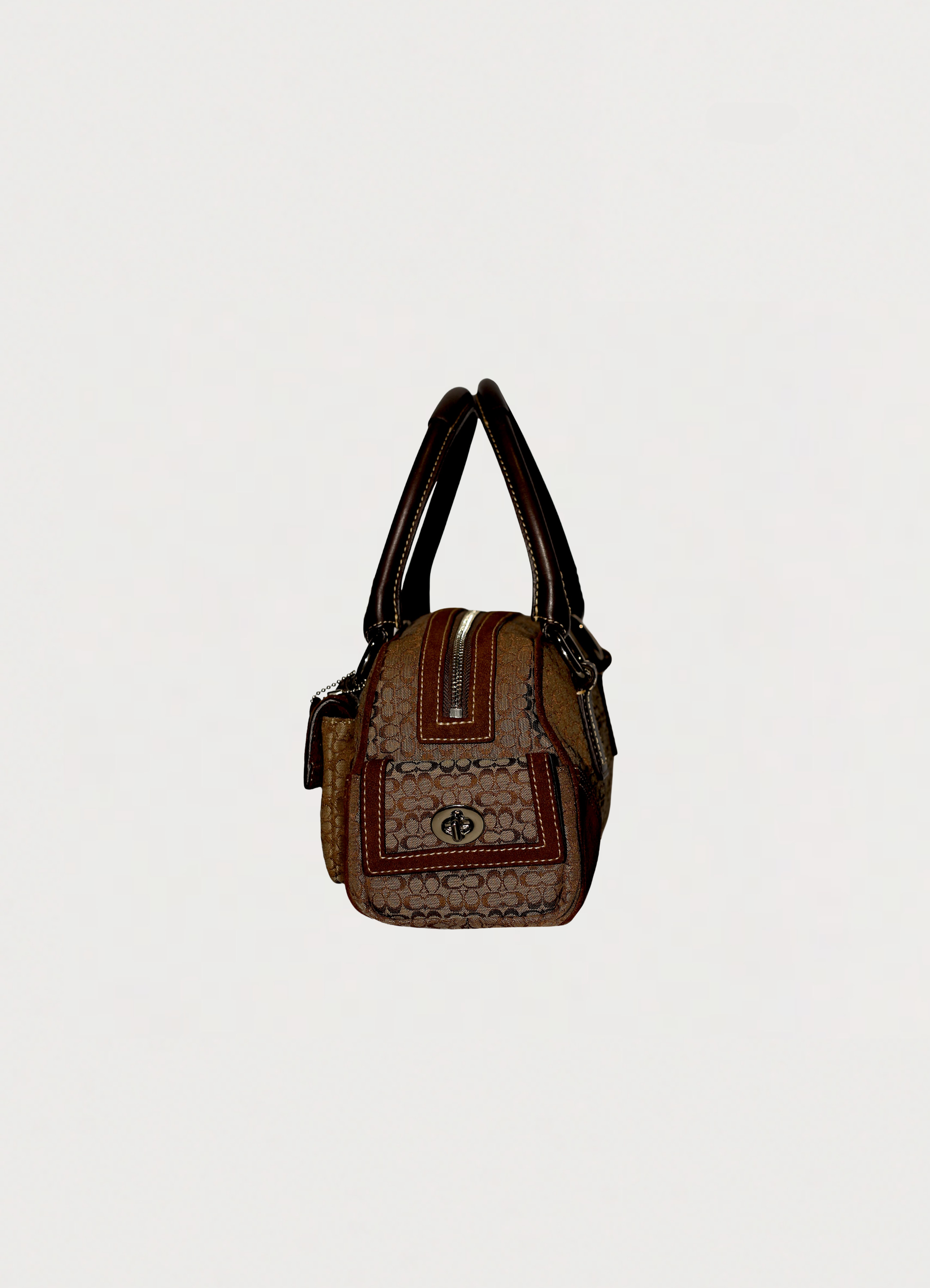 Vintage Coach Soho buckle satchel in brown signature canvas with leather trim right side