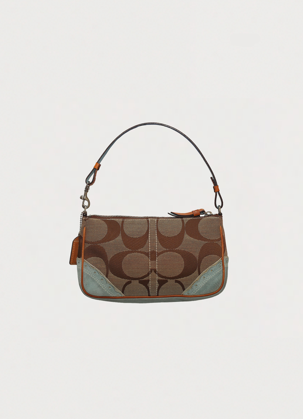 Vintage Coach Tropical Fish Demi bag in brown signature canvas with leather trim showing back