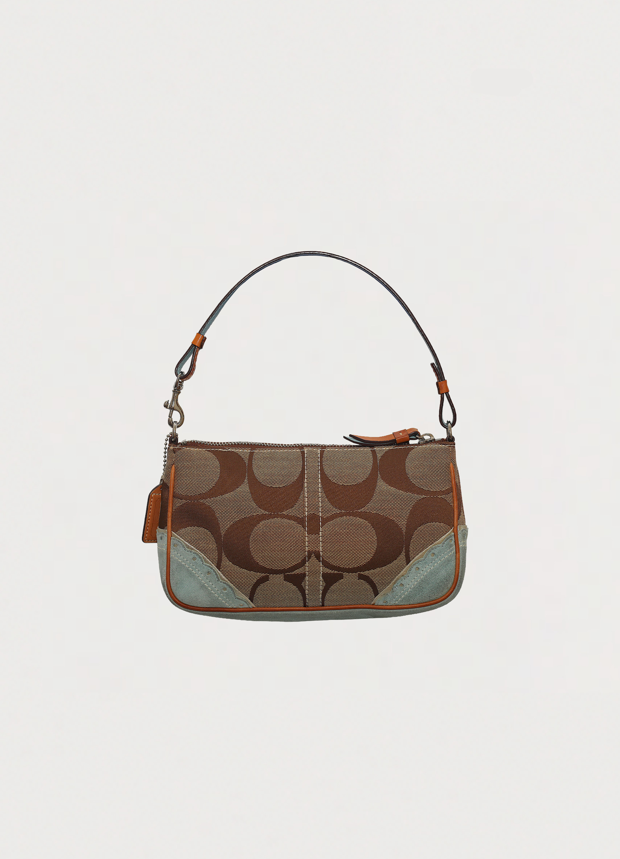 Vintage Coach Tropical Fish Demi bag in brown signature canvas with leather trim showing back